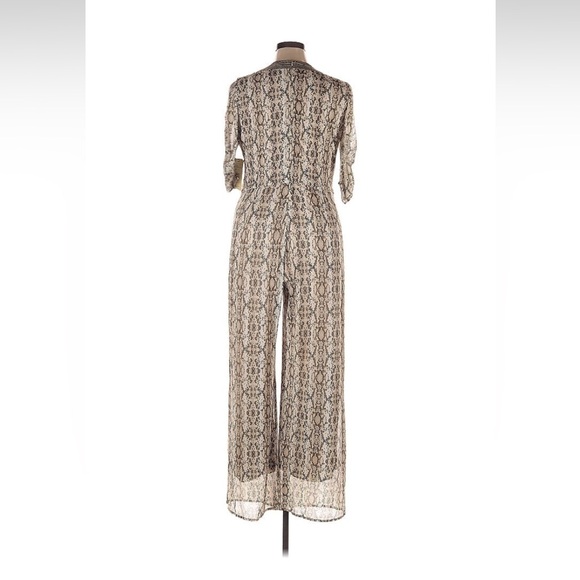 Reba snake skin print tan and black jumpsuit size xl - Picture 2 of 4